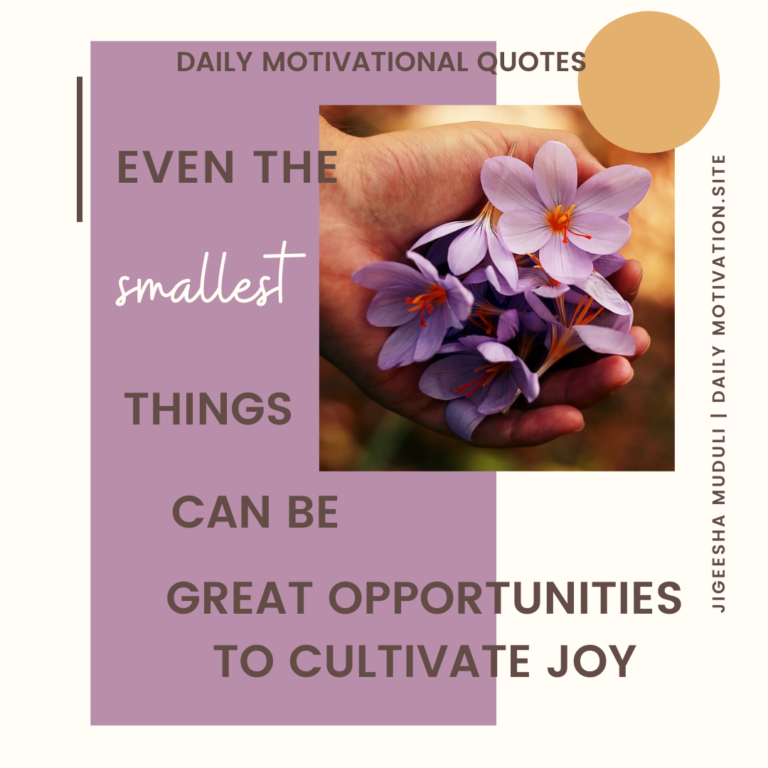 Even the smallest things can be great opportunities to cultivate jy. Daily motivational quotes.