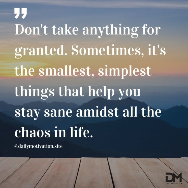 Don't take anything for grated. Sometimes, it's the smallest things that help you stay sane amidst all the chaos in life.