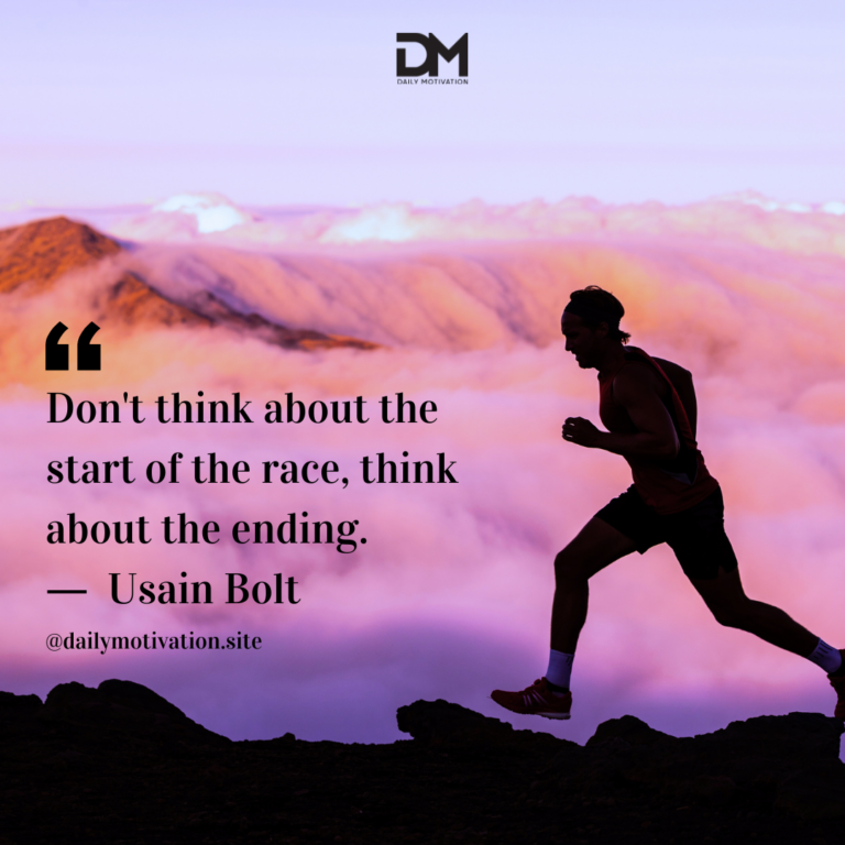 A man runs across rocky terrain with a pink sky and clouds in the background.